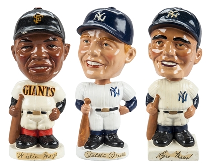 1960s Bobbin Heads Stars and Hall of Famers Trio (3 Different) Including Mantle, Maris and Mays 
